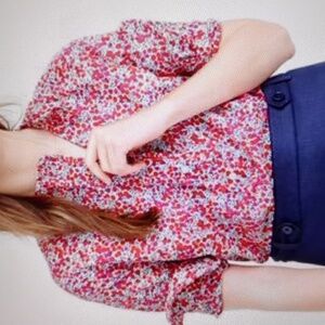 J. Crew Liberty Wiltshire print Ruffled Shirt Size 0